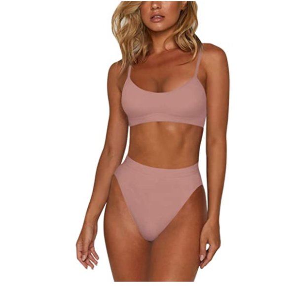 Other - Pink High Waisted 2 pc Bikini Set Bathing Set L